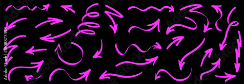 Creative marker arrow collection with vivid highlight glow and organic line movement. Every arrow looks hand-drawn, blending marker edges, soft highlight tones and lively line.