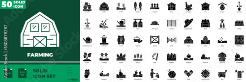 Farming Solid Editable Icons set