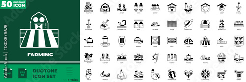 Farming Duotone Editable Icons set