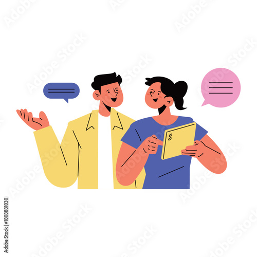 Digital Communication and Interaction. College students studying. Students discussing.