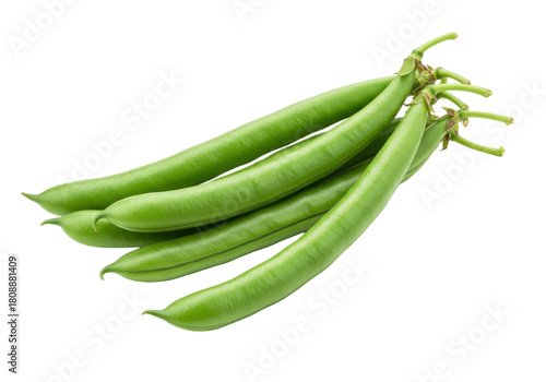Foto Isolated pile of fresh organic green beans, healthy and vegan food ingredients f