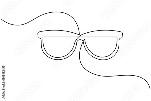 Sunglasses abstract continuous one line art drawing of minimalist isolated modern eyeglasses outline illustration design