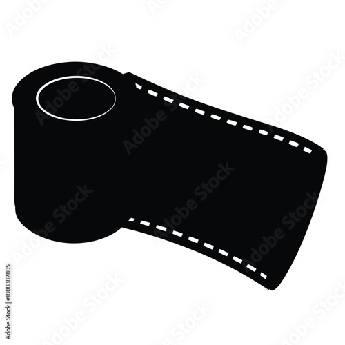 Black Silhouette of Roll of Film on White Backdrop for Photography Studio Photo
