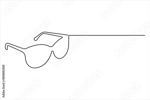 Sunglasses abstract continuous one line art drawing of minimalist isolated modern eyeglasses outline illustration design