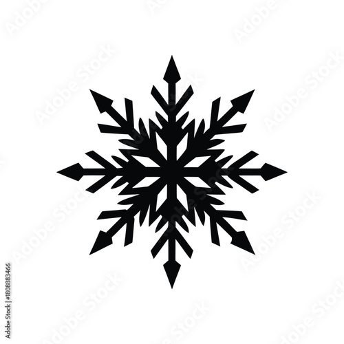 Black Geometric Snowflake Ice Crystal Design With Pointed Edges Exactly 90 Chars