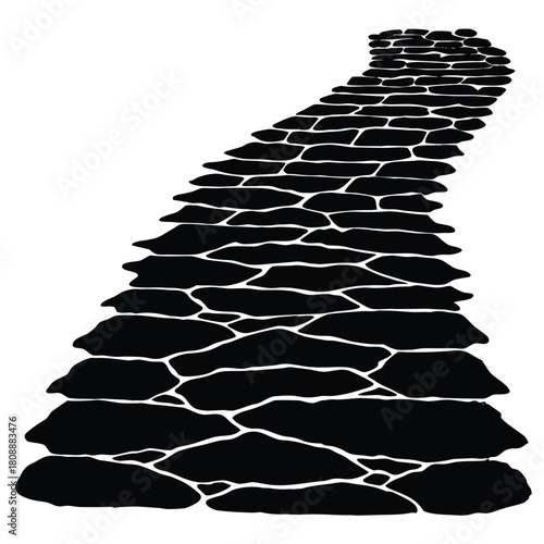 Black Winding Stone Pathway Design For Outdoor Walking Trail Exactly 90 Chars