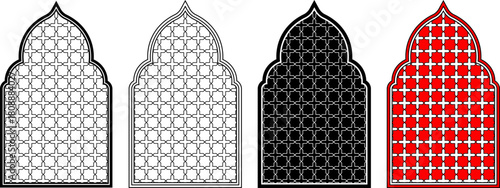 outline silhouette Arabic Window Icon Set