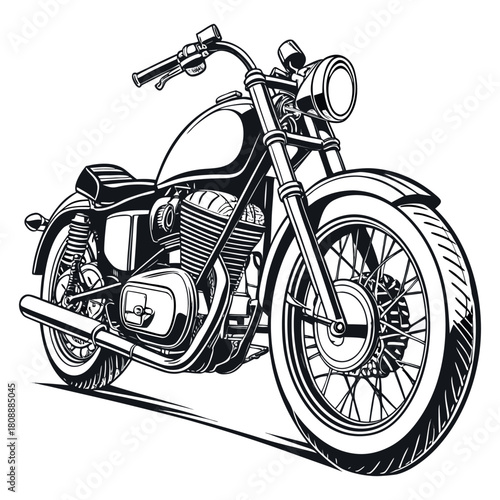 Vintage Motorcycle Illustration – Retro Classic Bike Vector Art