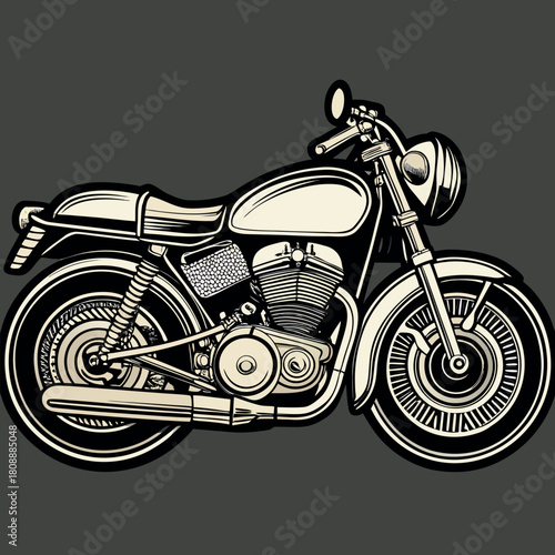 Vintage Motorcycle Illustration – Retro Classic Bike Vector Art