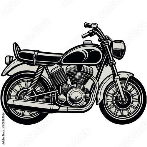 Vintage Motorcycle Illustration – Retro Classic Bike Vector Art