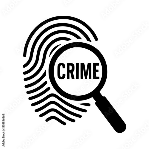 Crime analysis vector featuring fingerprint and magnifier
