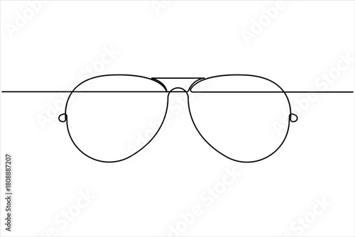 Sunglasses abstract continuous one line art drawing of minimalist isolated modern eyeglasses outline illustration design