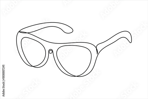 Sunglasses abstract continuous one line art drawing of minimalist isolated modern eyeglasses outline illustration design