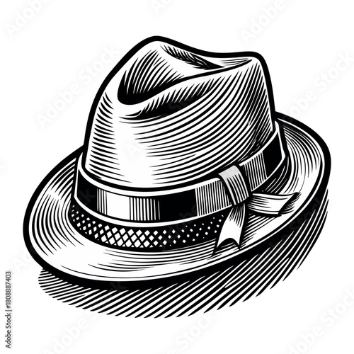 Vintage Fedora Hat Vector Illustration – Classic Retro Style