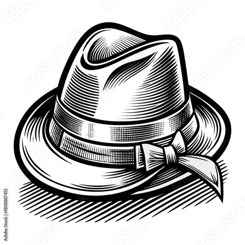 Vintage Fedora Hat Vector Illustration – Classic Retro Style