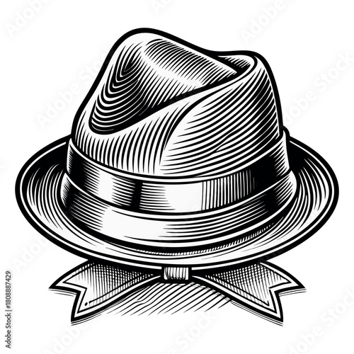 Vintage Fedora Hat Vector Illustration – Classic Retro Style