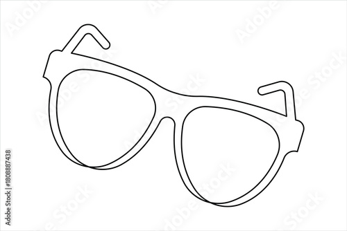 Sunglasses abstract continuous one line art drawing of minimalist isolated modern eyeglasses outline illustration design