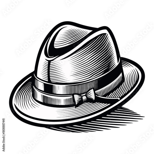 Vintage Fedora Hat Vector Illustration – Classic Retro Style