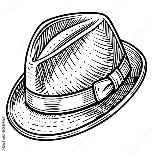 Vintage Fedora Hat Vector Illustration – Classic Retro Style