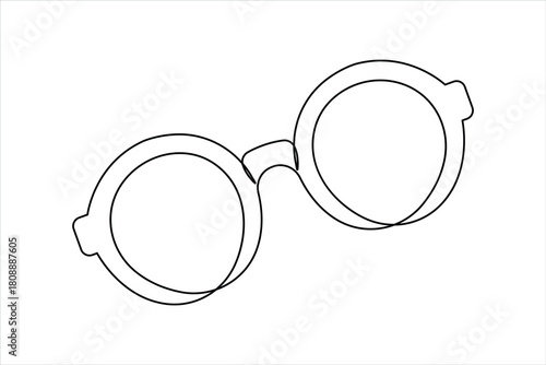 Sunglasses abstract continuous one line art drawing of minimalist isolated modern eyeglasses outline illustration design