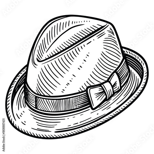 Vintage Fedora Hat Vector Illustration – Classic Retro Style