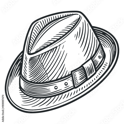 Vintage Fedora Hat Vector Illustration – Classic Retro Style