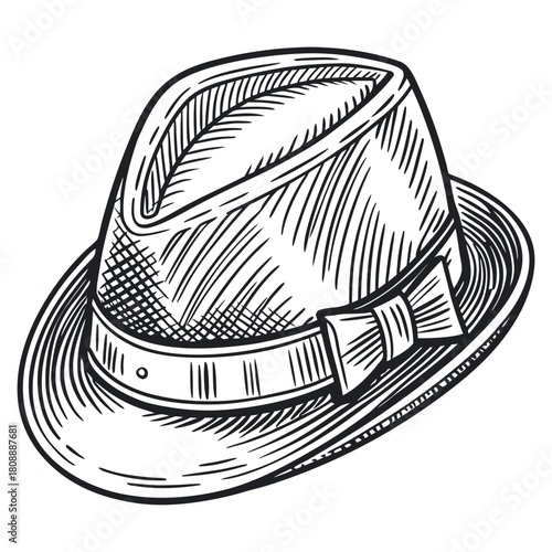 Vintage Fedora Hat Vector Illustration – Classic Retro Style