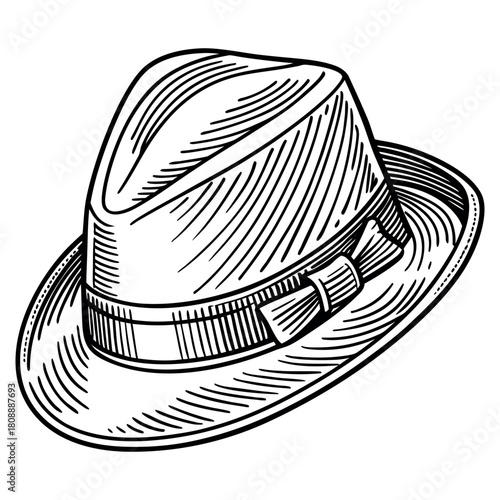 Vintage Fedora Hat Vector Illustration – Classic Retro Style