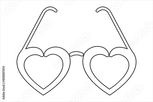 Sunglasses abstract continuous one line art drawing of minimalist isolated modern eyeglasses outline illustration design