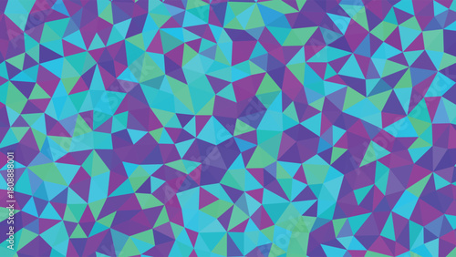 Abstract geometric background with triangles in purple, blue, and green hues