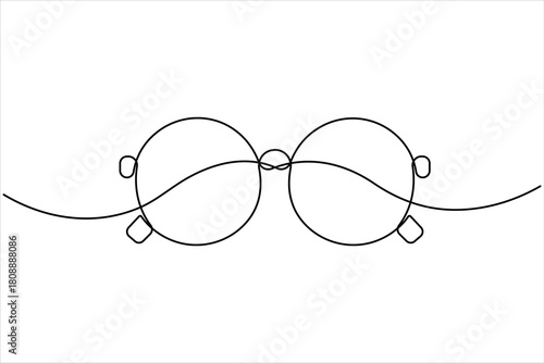 Sunglasses abstract continuous one line art drawing of minimalist isolated modern eyeglasses outline illustration design