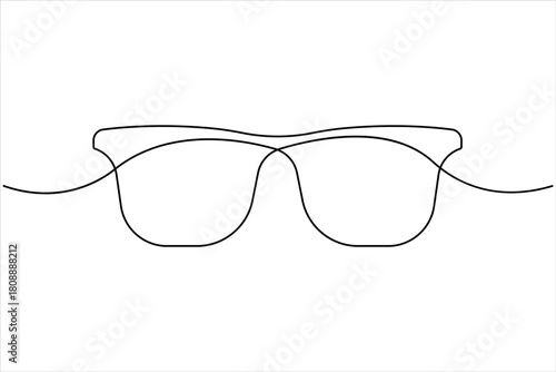 Sunglasses abstract continuous one line art drawing of minimalist isolated modern eyeglasses outline illustration design