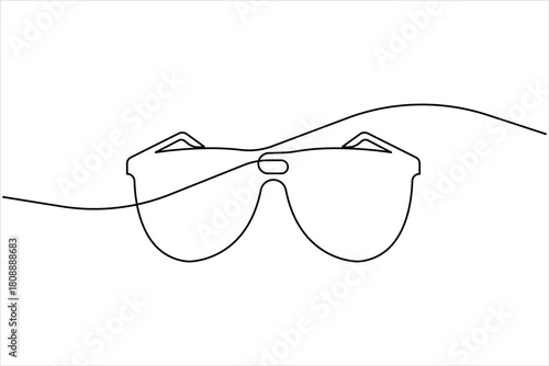 A glasses drawing in continuous one line art eyeglasses design. Sunglasses vector icon illustration style
