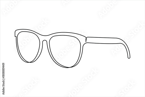 A glasses drawing in continuous one line art eyeglasses design. Sunglasses vector icon illustration style