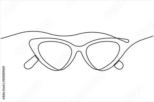 A glasses drawing in continuous one line art eyeglasses design. Sunglasses vector icon illustration style