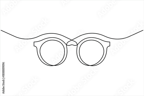 A glasses drawing in continuous one line art eyeglasses design. Sunglasses vector icon illustration style