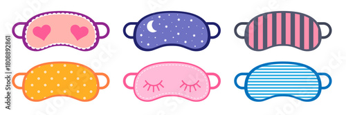 Cute sleeping mask collection. Eye sleep masks set with funny decoration