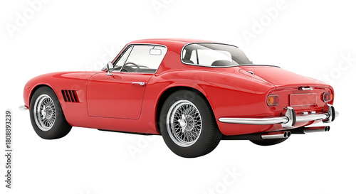 Classic Red Sports Car Coupe Rear Side View  isolated on transparent background, png 