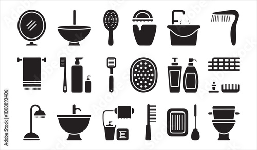 Hygiene Items and Bathroom Tools Silhouette Pack for Home and Wellness Design