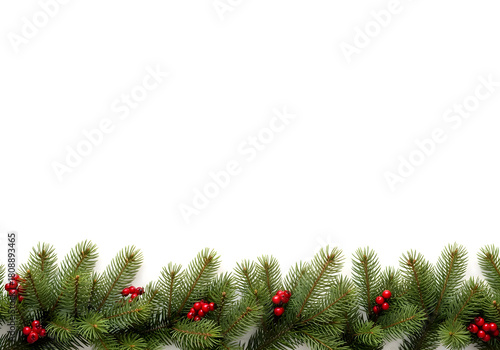 [Generative AI] 크리스마스 파인 가랜드와 레드 베리 상단 배경