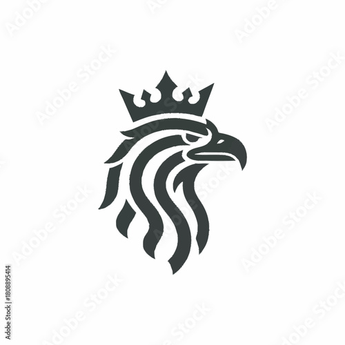 A stylized dark grey crowned griffin head logo on a white background.