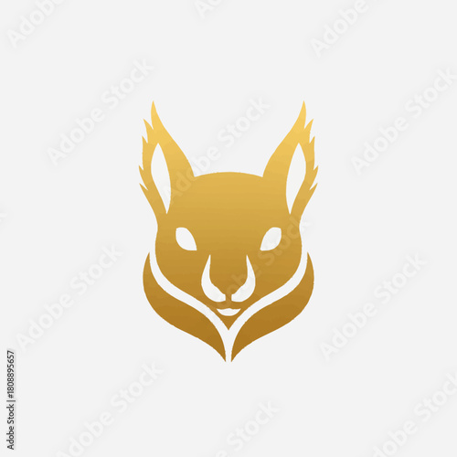 Elegant golden squirrel head logo with a modern, symmetrical, and minimalist design on a light background.