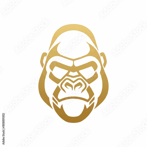 A stylized golden gorilla head logo with a minimalist design on a white background.