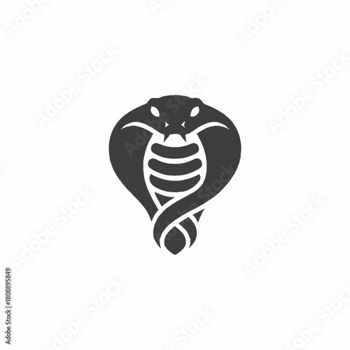 Stylized black cobra logo with its hood flared, featuring a DNA double helix as its body on a white background.