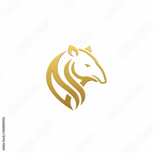 Golden tapir head logo design, featuring elegant lines and a minimalist aesthetic, perfect for branding.