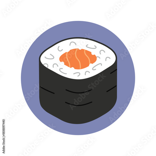 Tuna Sushi Roll or Tekka Maki Japanese Food Illustration