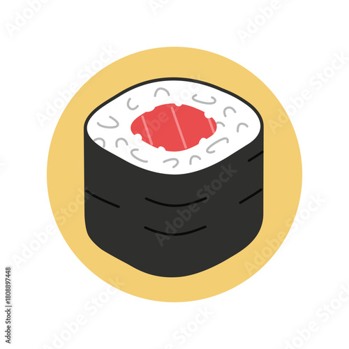 Salmon Sushi Roll or Sake Maki Japanese Food Illustration