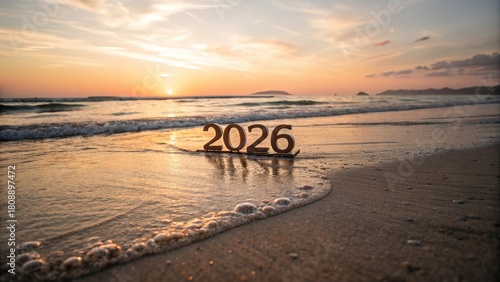 2026 Numbers on Beach at Sunset - 5