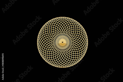 Golden dotted circular geometric pattern forming a luminous radial mandala-like structure, combining elegance and modern digital aesthetics suitable for luxury, tech, or abstract design applications