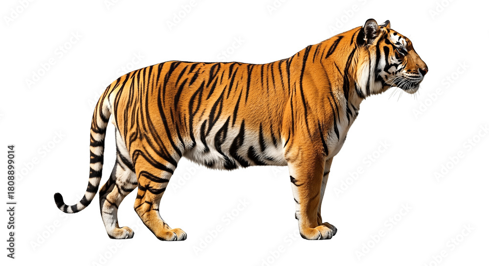 Obraz premium Majestic Tiger Standing Proudly isolated on transparent background, png